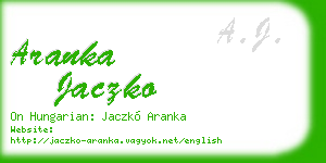 aranka jaczko business card