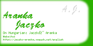 aranka jaczko business card